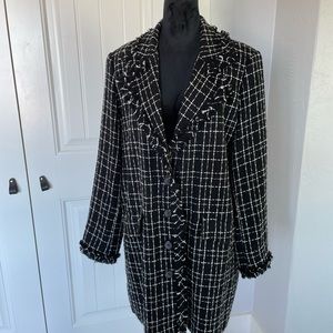 EUC Black and White Tweed Coat